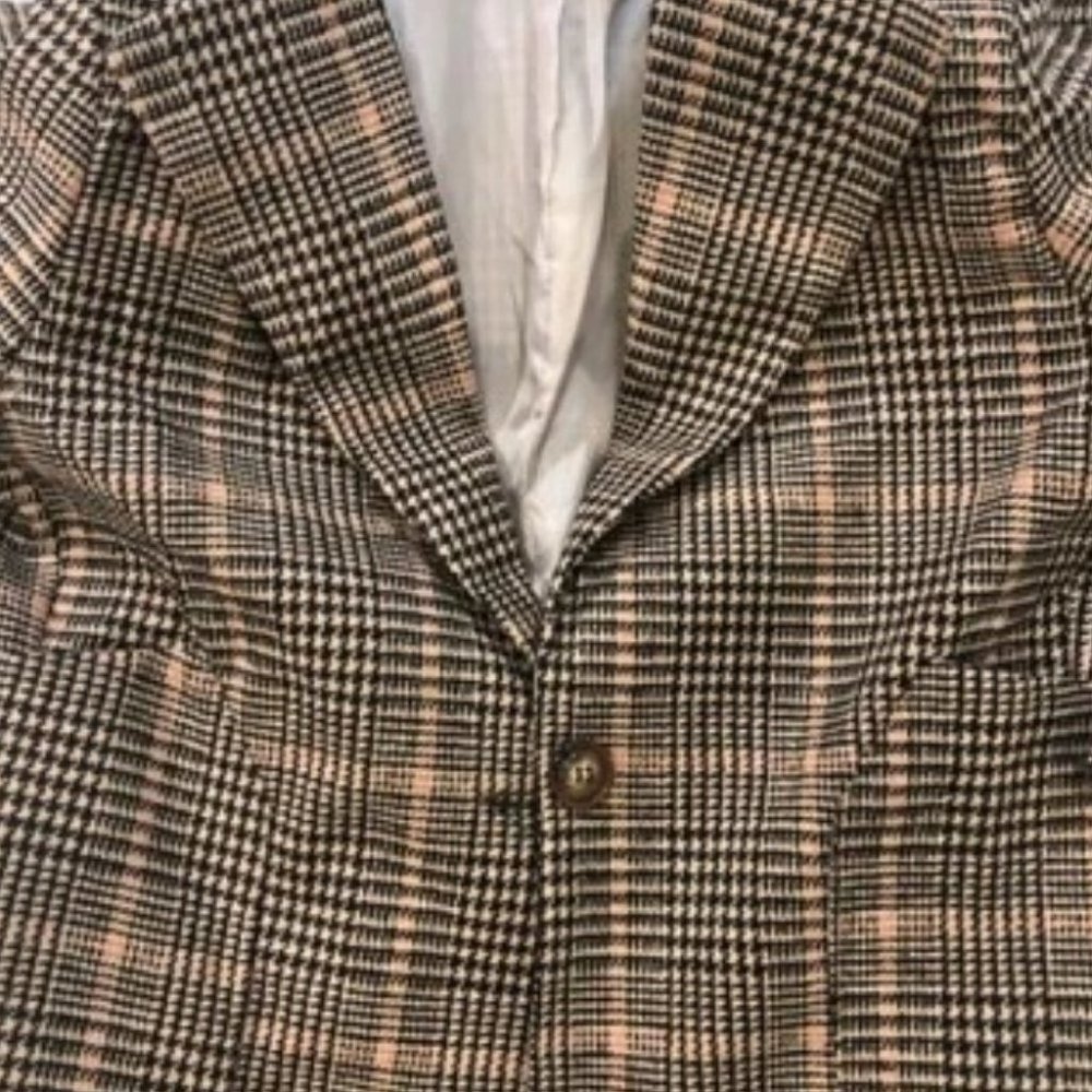 Classy plaid button down Overcoat Jacket Shacket Coat brown - Picture 7 of 8